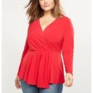 *NWT* Red Faux Wrap Top